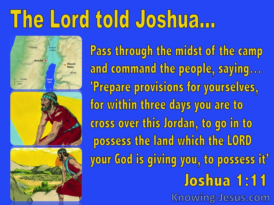 Joshua 1:11 Cross Jordan And Possess The Land (blue)